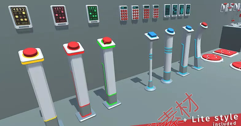 Unity3d Buttons, Switches and Toggles 1.5 按钮 波动开关模型 - 图0