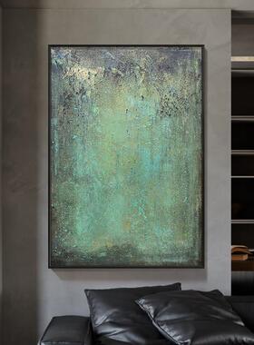 中古风绿色抽象入户落地玄关装饰画意式侘寂风客厅沙发背景墙挂画