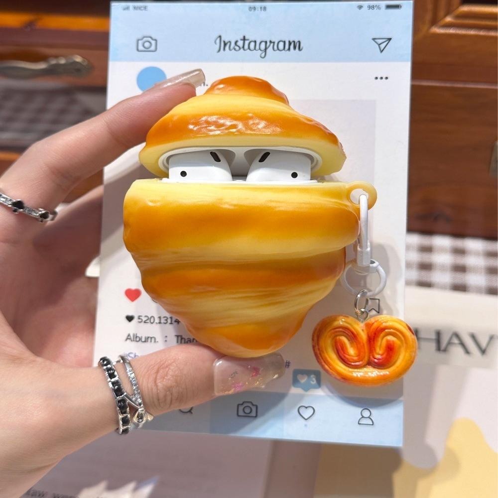 仿真牛角包适用vivoTWS4耳机壳vivotwsAir3Pro保护套iQOOtwsAir2小众防摔3e硅胶1i全包A4个性A3软盒 - 图0