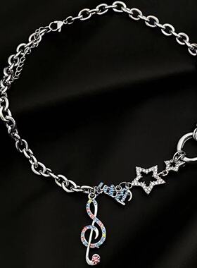 梦幻音符y2k水钻星星音符项链辣妹朋克甜酷夸组合张设计颈链