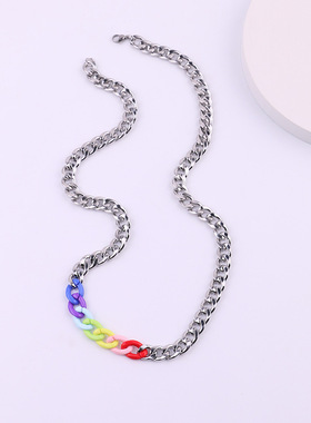 欧美热销饰品男士侧身nk古巴项链个性不锈钢链子跨境电商货源