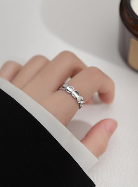 银复古个性开口戒指女日韩版气质几何圆片叠叠乐手饰戒指戒指、指