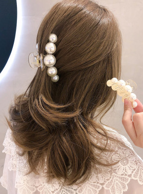 ins少女风后脑勺大中号珍珠发夹