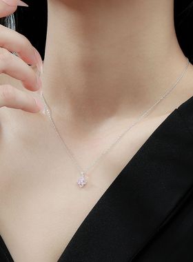 s999纯银足银项链幸运四叶草项链女浪漫设计心吊坠情人节礼物