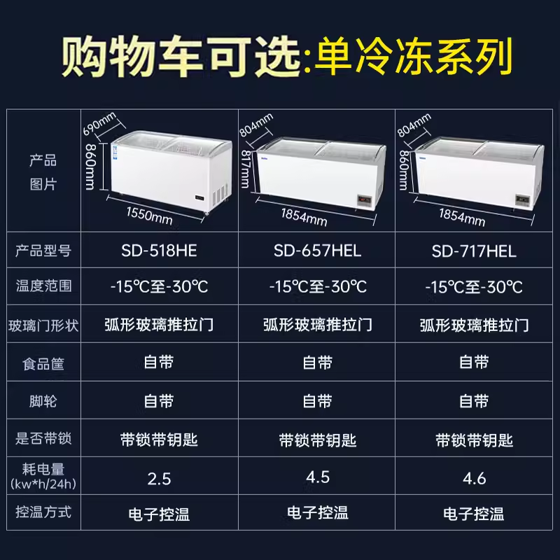 Haier/海尔冰柜商用展示柜332/518/657升大容量雪糕柜商超市冷柜 - 图1