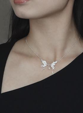 東黑三白/ 半蝶 s930纯银设计感小众简约百搭女项链礼物