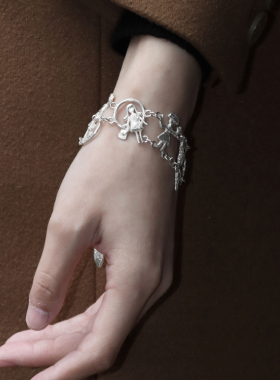 東黑三白/ 碎片人生 s930纯银原创艺术设计小众百搭女手链礼物