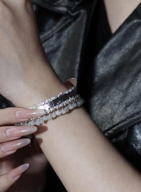 東黑三白/ 江南烟雨 s930纯银原创设计新中式步摇开口女手镯礼物