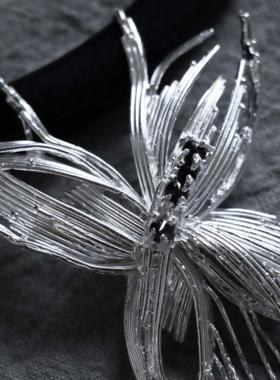 東黑三白/ 寻仪清蝶 s930纯银原创蝴蝶藤编肌理檀木项链圈chorker