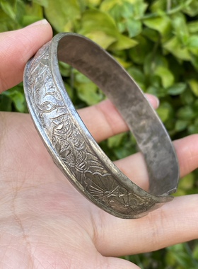 精致镂空复古编织民族风宽手镯   纯手工老银手镯   立体手镯