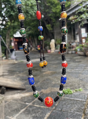 清代凤眼老琉璃多宝大塔链 男士佩戴