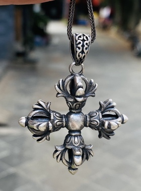 十字降魔杵  饰除晦气镇地气小杵铜法器 老降魔杵  个性项链