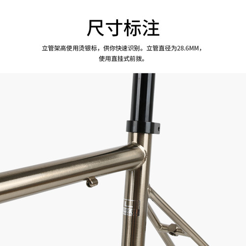 Seaboard云岸CR03公路自行车钢架车架2024内走线拉丝银色碳纤前叉 - 图1