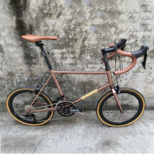 TSUNAMI Сверхлегкая золотая стальная рама, шоссейный велосипед с маленькими колесами, розовое золото