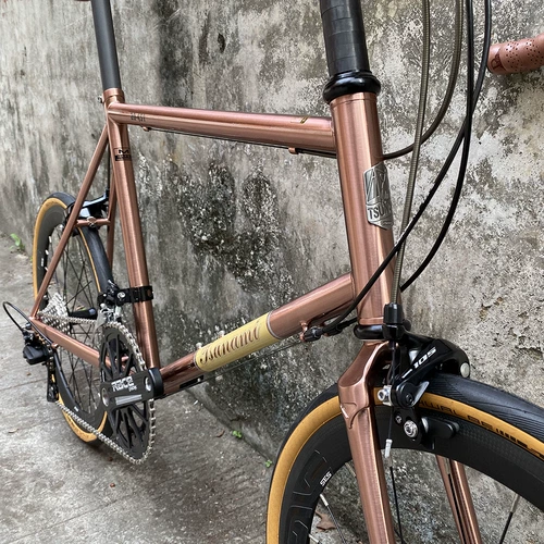 TSUNAMI Сверхлегкая золотая стальная рама, шоссейный велосипед с маленькими колесами, розовое золото