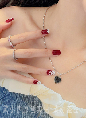 女韩系爱心少女女戒指开口可调节