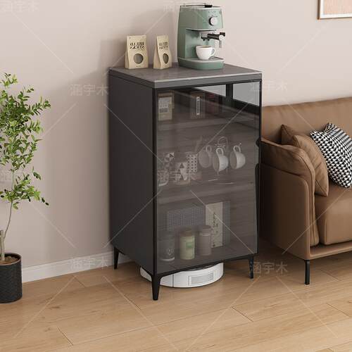 精致咖啡机置物柜落地家用小户型客厅靠墙扫地机收纳柜储物餐边柜 - 图1
