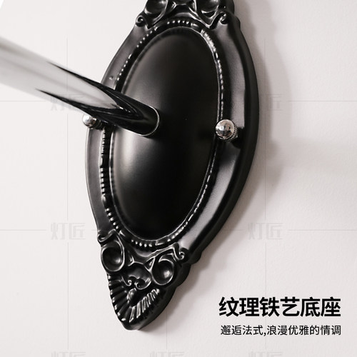 法式赫本风卧室床头壁灯设计师复古过道走廊客厅背景墙花瓣实木灯 - 图3