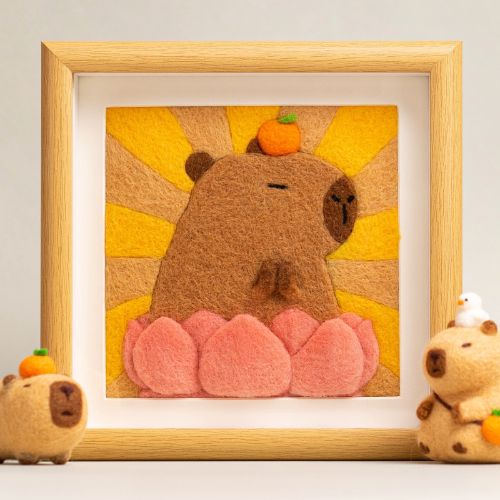 BIABIA羊毛毡戳戳乐diy材料包手工蛇玩偶挂件新年礼物相框装饰画