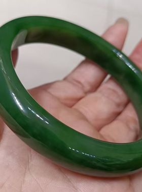 十二年老店重磅推荐七号矿碧玉手镯艳绿油性足脂粉浓起荧光大圈口