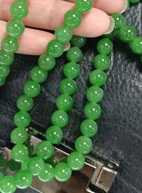 重磅推荐老坑俄罗斯碧玉果绿8mm108颗佛珠项链颜色鲜亮油润细腻