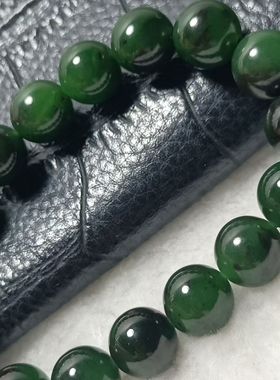 重磅推荐俄罗斯碧玉七号矿红皮料手串色浓辣绿细腻钢性足颗颗过灯