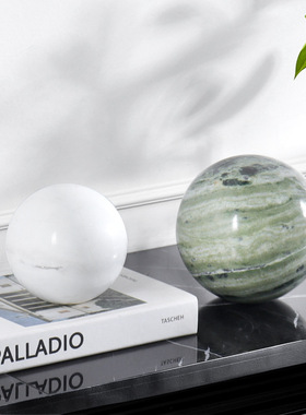 天然大理石圆球原石风水球摆件