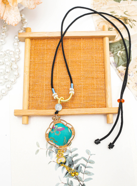 宋锦真丝如意项链国风彩色简约红色古风纯手工