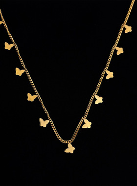 不锈钢镀18K真金高保色蝴蝶项链