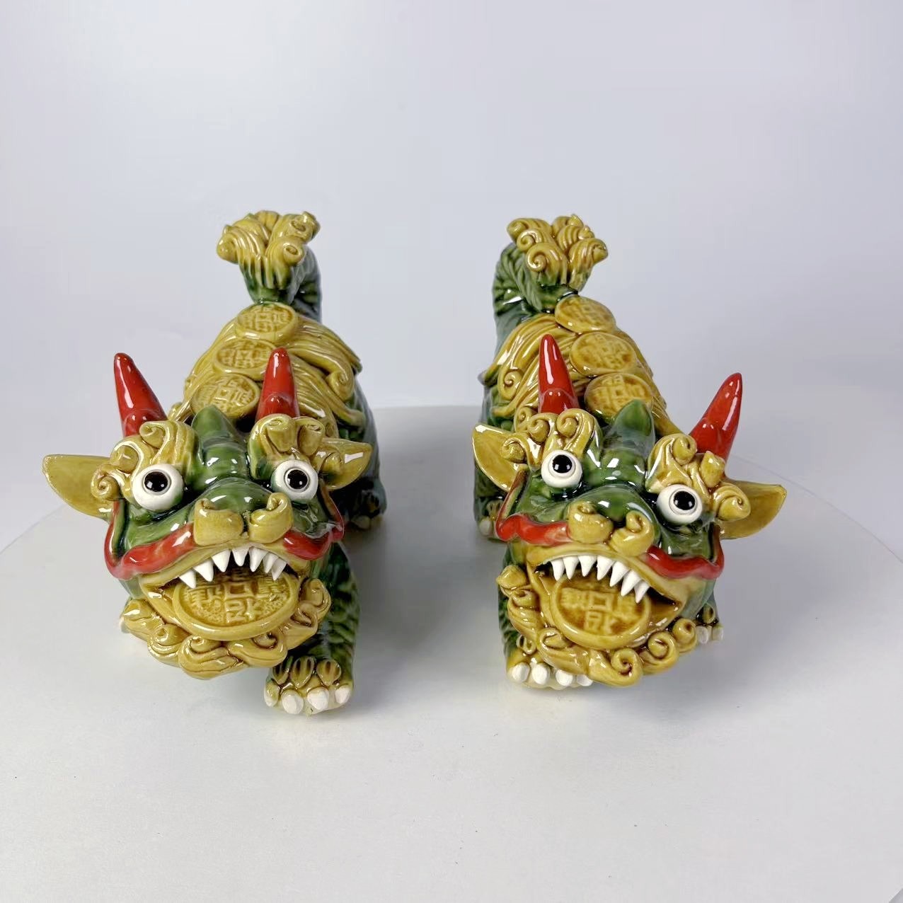 石湾陶瓷麒麟家居工艺品风水玄关招财店铺桌面门厅镇宅吉祥物1对,淘宝优惠券,粉丝福利购,淘宝优惠卷