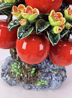 六六大顺苹果石湾公仔陶瓷摆件家居装饰品乔迁开业送礼长27高45