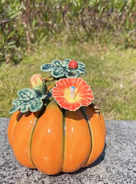 佛山石湾公仔陶瓷手工南瓜黄金满屋家居客厅电视柜餐桌摆件装饰品