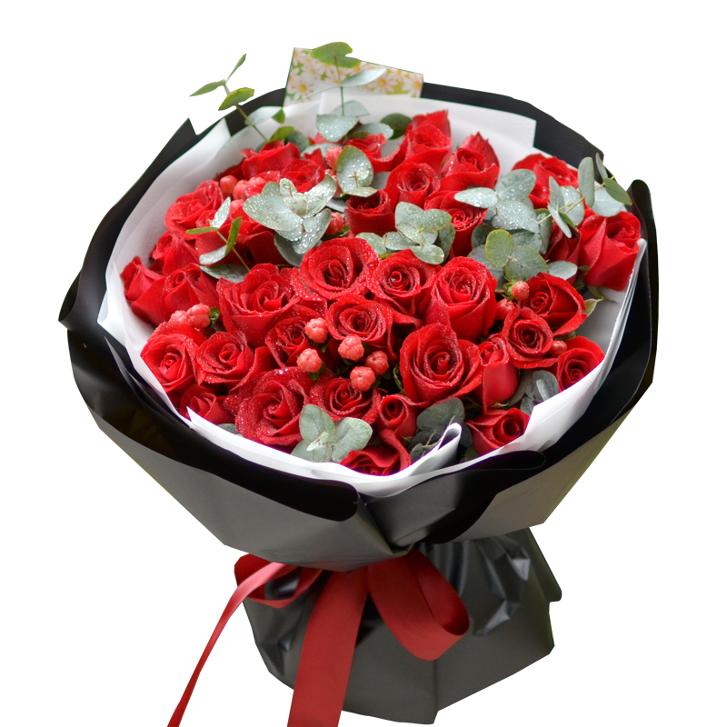 情人节长沙兰亭FLOWER小香风红玫瑰花束生日送女友11朵33朵99朵-图3