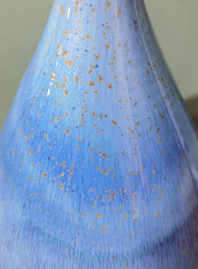钧瓷窑变蓝色艺术花瓶摆设炭烧荷口玉壶春手拉胚大号客厅插花赏瓶