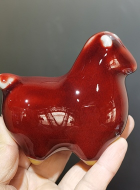 马年吉祥物钧瓷红釉小马摆件招财镇宅旺运桌面玄关陶瓷装饰品礼品