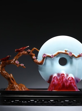 钧瓷摆件喜上眉梢乔迁开业礼品家居客厅办公室装饰工艺品中秋送礼