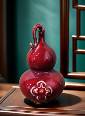钧瓷窑变葫芦摆件鸿运当头高档陶瓷好运纳财客厅办公室桌面装饰品