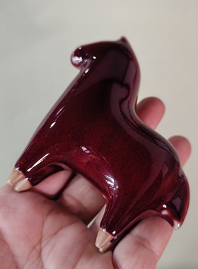 钧瓷红色唐马手工装饰摆件马到成功书房客厅陈设开业乔迁伴手礼物