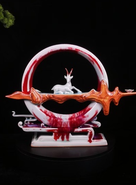 高自文老师原创钧瓷摆件《一路高升》陶瓷仙鹿送领导同事装饰礼品