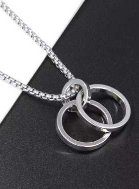 嘻哈街头长款蹦迪吊坠饰品钛钢