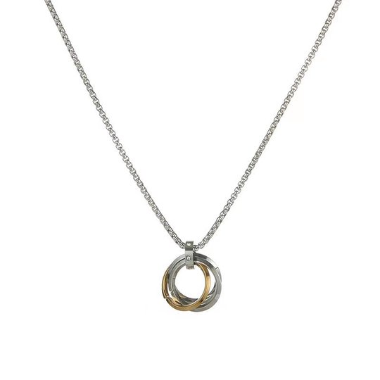 三环项链男女士2024新款学生潮流嘻哈小众设计高级配饰送礼物吊坠