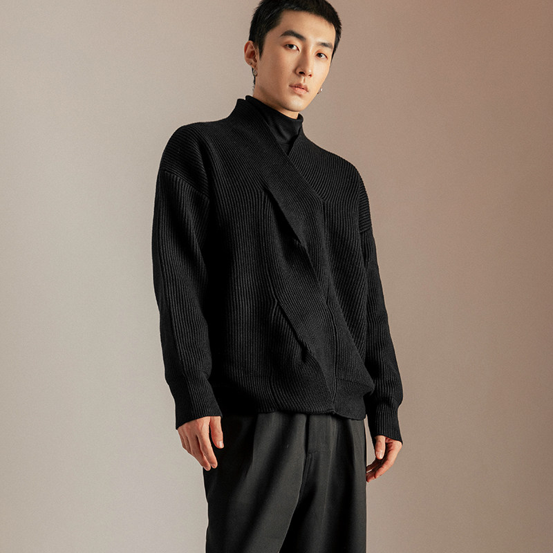 三木公白 日系V领毛衣男小众设计感 慵懒高级超好看针织衫宽松潮,淘宝优惠券,粉丝福利购,淘宝优惠卷