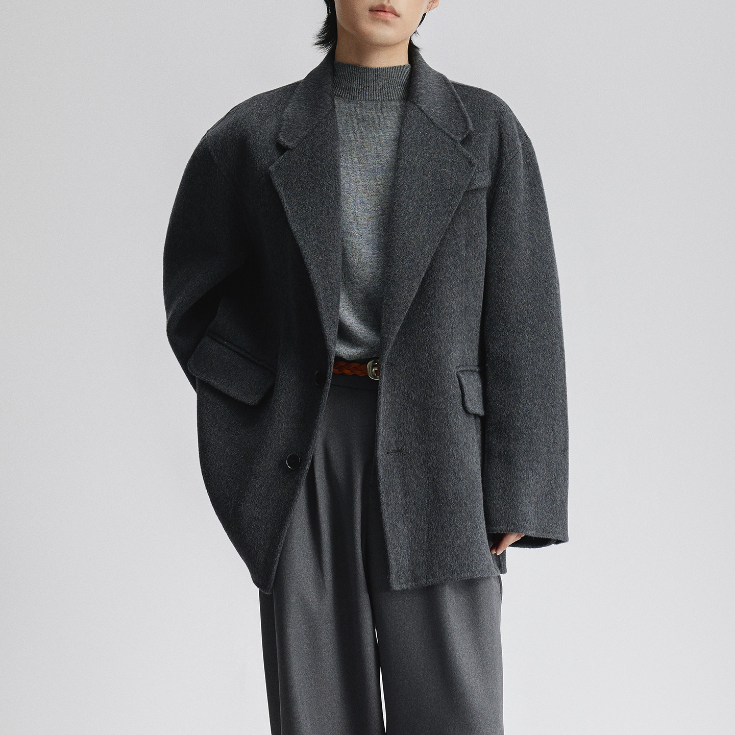 三木公白 简约风毛呢大衣男中长款高级感 秋冬宽松西装外套优雅潮,淘宝优惠券,粉丝福利购,淘宝优惠卷