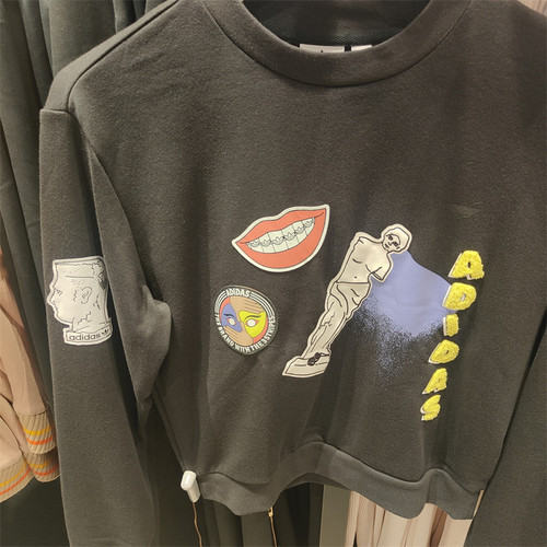 正品Adidas/阿迪达斯三叶草女子涂鸦时尚休闲运动套头卫衣GN4376 - 图1