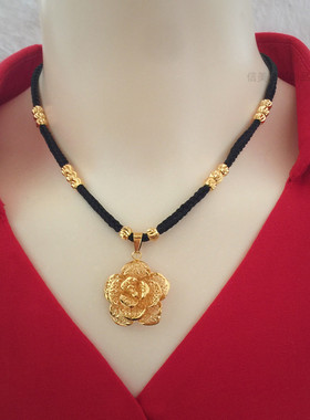 信美之家镀金黄铜手工绳女新项链