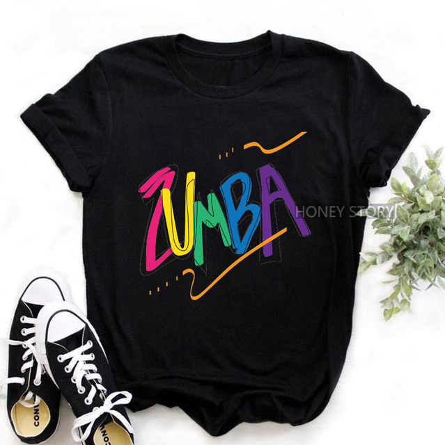 Zumba Dance Watercolor Printed Women's Pink T-shirt Fashion Women's Hip Hop Harajuku Street Short Sleeve Instagram Super Hot