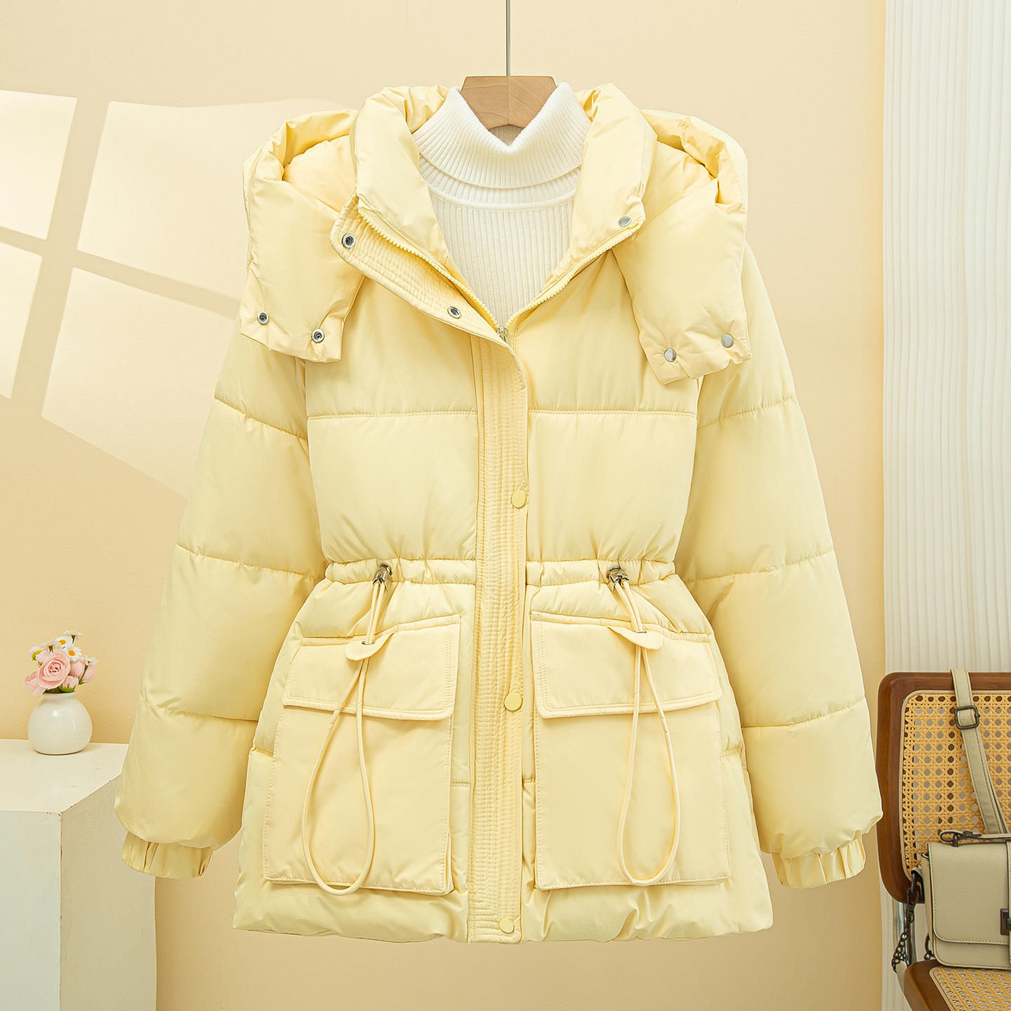 羽绒棉服女冬季2025新款加厚保暖棉袄今年流行棉衣独特收腰外套潮 - 图0