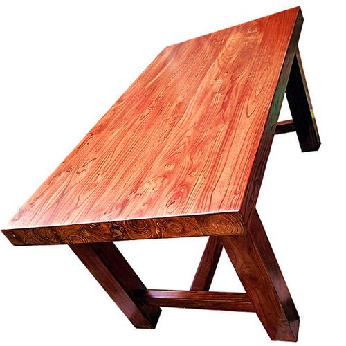 老榆木餐桌全实木厚面餐桌饭店桌子原木办公桌长方形餐桌简约现代 - 图3