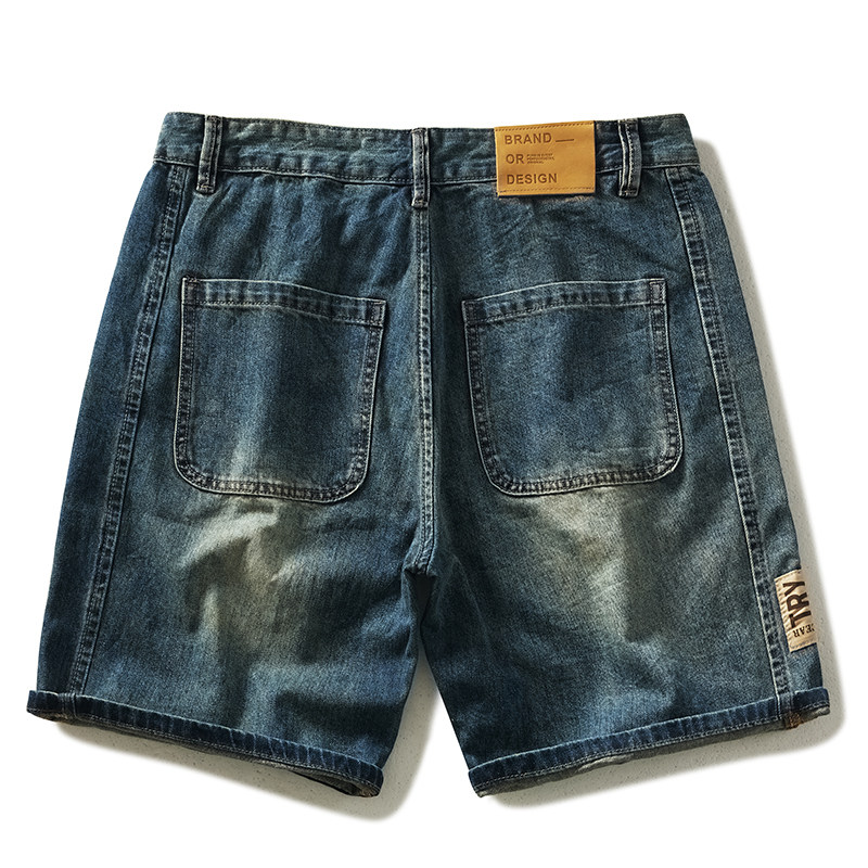 夏季破洞牛仔短裤男宽松潮牌宽松美式复古直筒五分大码拼接胖子,淘宝优惠券,粉丝福利购,淘宝优惠卷