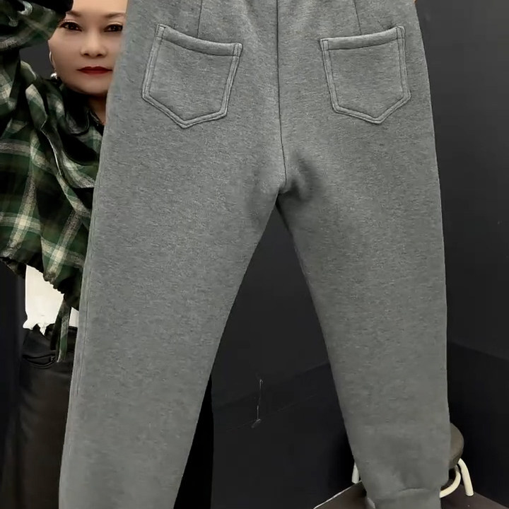 加绒灰色裤子女冬裤2025新款加厚保暖束脚裤胖MM大码休闲运动卫裤,淘宝优惠券,粉丝福利购,淘宝优惠卷